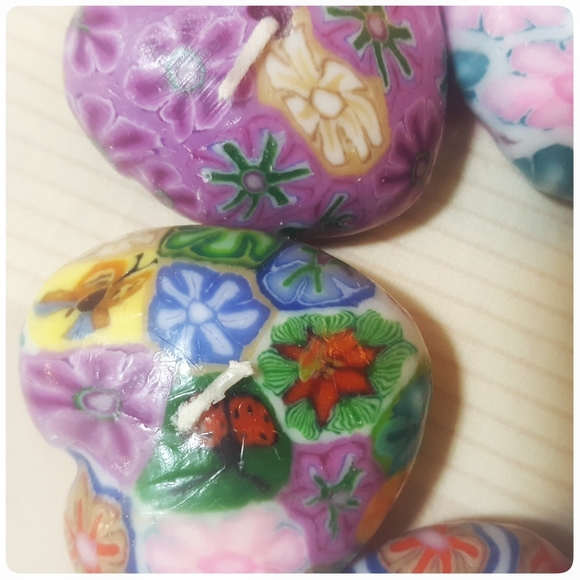 *SOLD* SET 6 vtg Millefiori floating heart candles - Picture 6 of 8